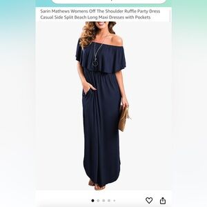 NWT Navy Off-Shoulder Maxi Dress